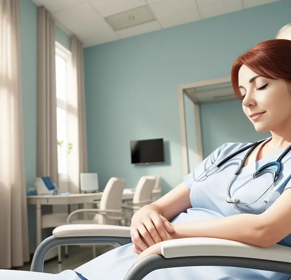 A nurse relaxing in a peaceful setting, away from digital devices.