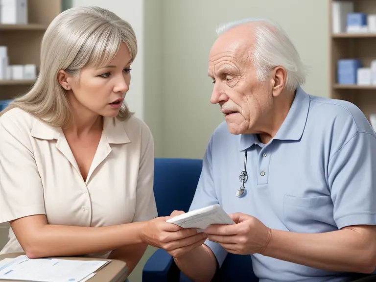 A woman asking a doctor about calling in a prescription.