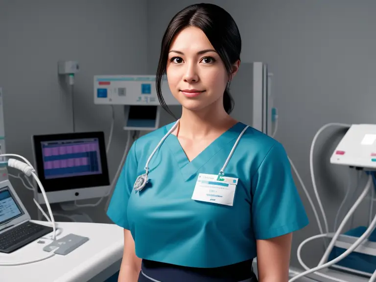 A nurse standing in front of medical equipment in the Cath Lab.