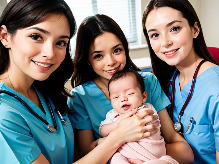 A group of nurses celebrating Pediatric Nurses Week with a baby in their arms.