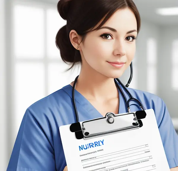 A nurse is holding a clipboard with a form, wondering how long does a nursing background check take?