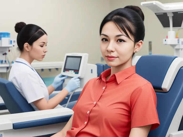 A woman sitting in a dental chair.