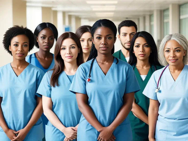 A group of nurses standing in a hallway, discussing travel nurses.